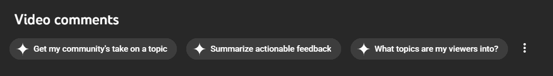 YouTube Studio AI的建议提示按钮