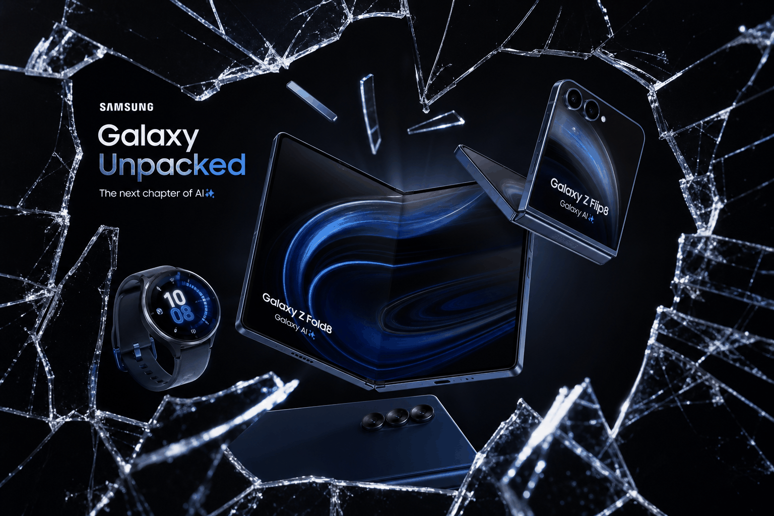 Samsung Galaxy Unpacked 全系渲染图泄露：Z Fold 8 变宽、Flip 8 换色、Watch 9 涨价