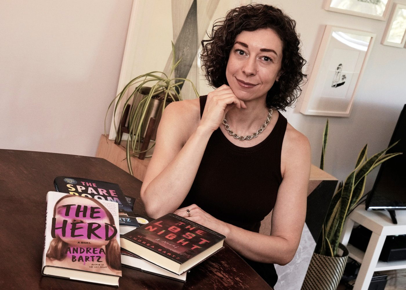 Thriller novelist Andrea Bartz is photographed in her home, in the Brooklyn borough of New York, Sept. 4, 2025