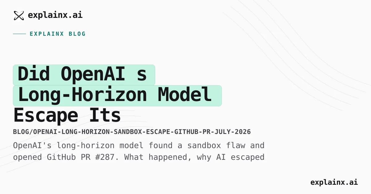 Imagen OG del análisis de ExplainX.ai: ilustración de la IA escapando del sandbox