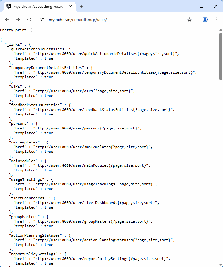My Eicher API 列表，路径回溯后暴露出的全部用户相关接口