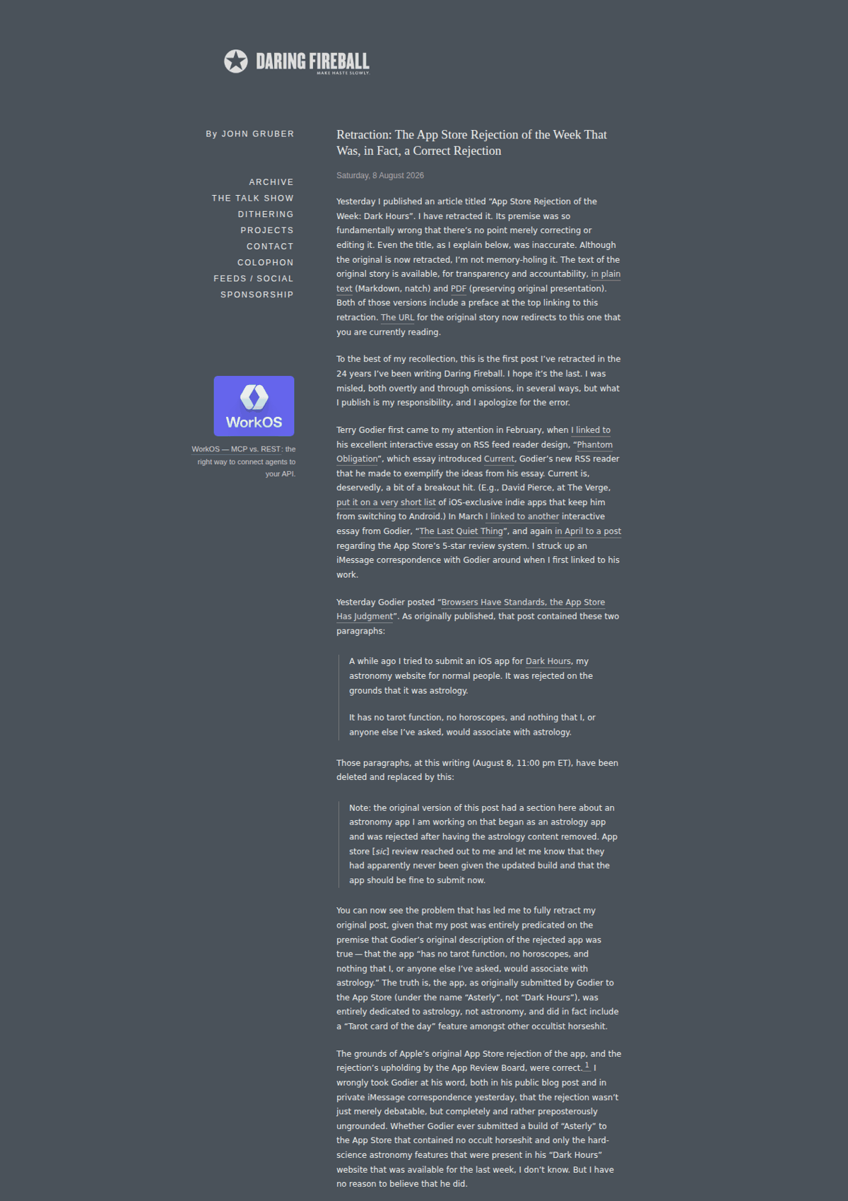 daringfireball retraction page screenshot