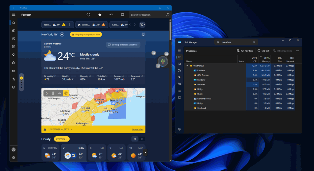 Windows 11 Weather app Task Manager screenshot