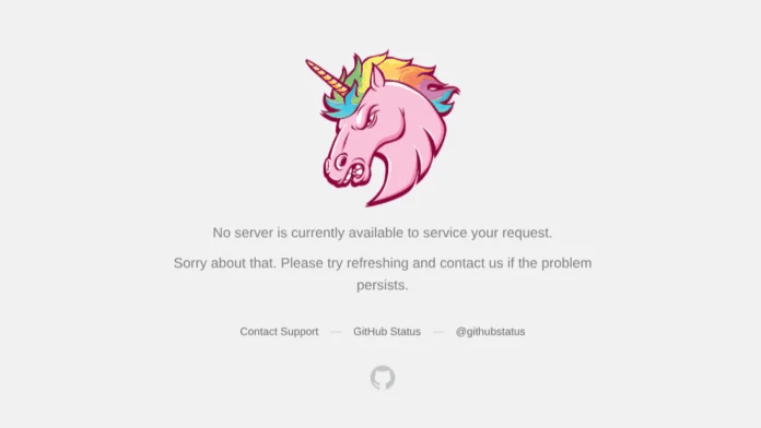 GitHub status page showing multiple core services impacted