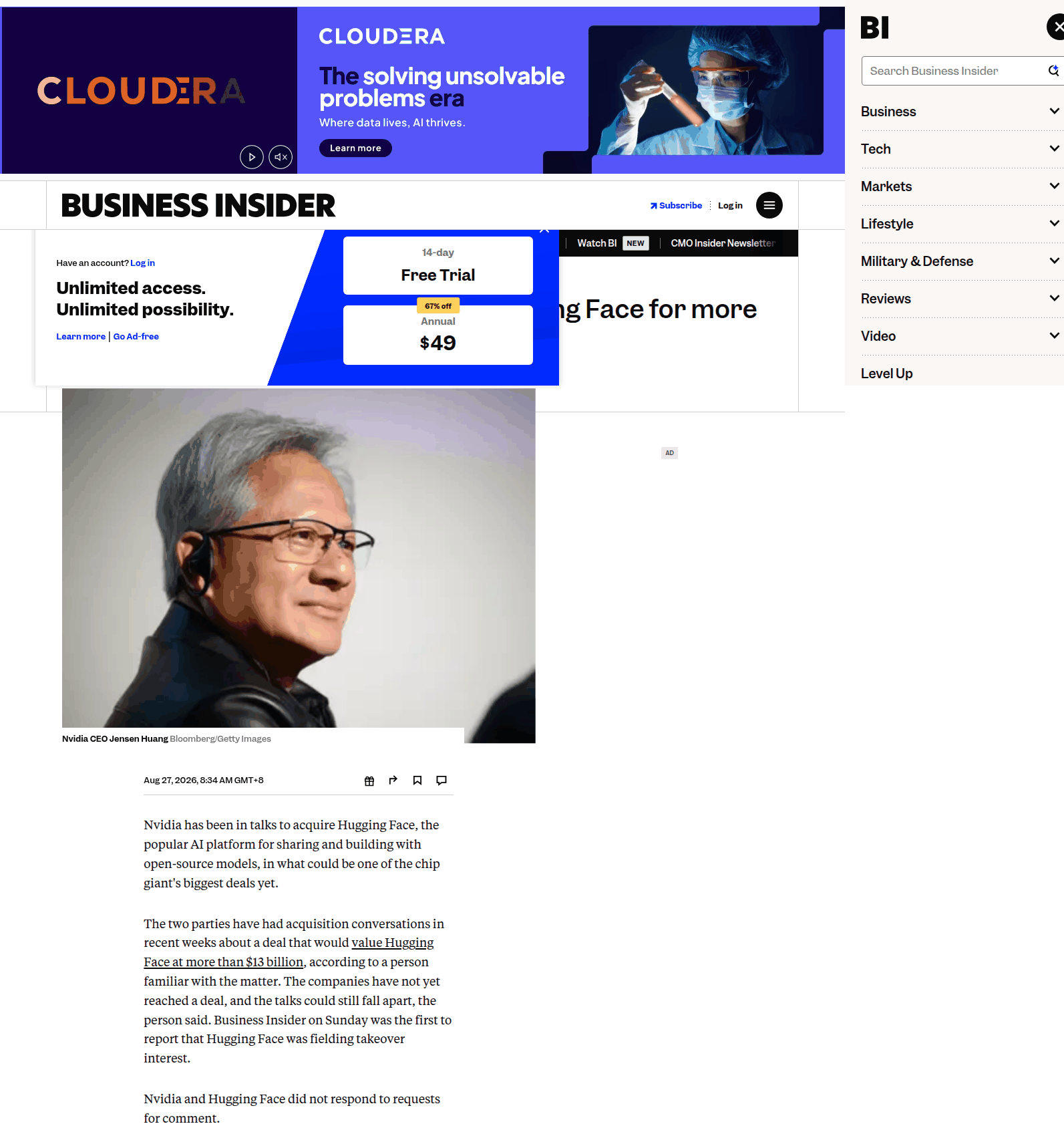Business Insider 报道页面截图
