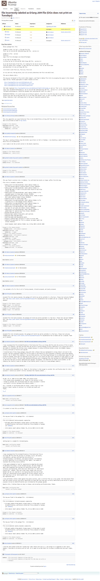 Launchpad Bug #248619：file 被误判为 Erlang JAM 文件